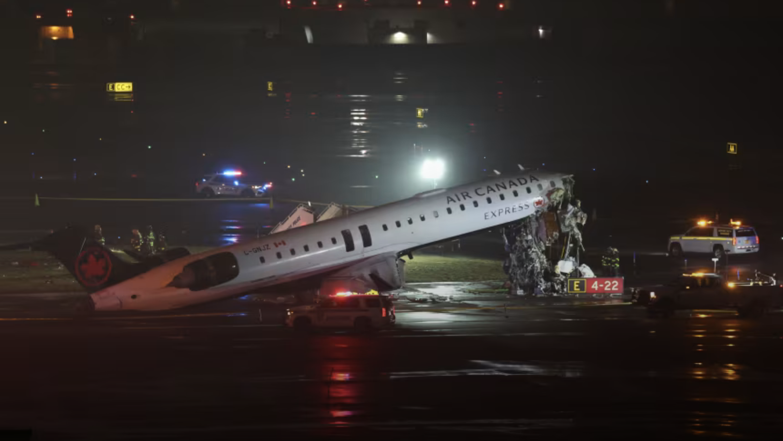 Air Canada flight hits fire truck at LaGuardia, forcing runway shutdown and emergency response after late-night airport collision.